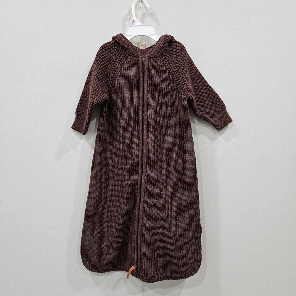 Goumi Shadow Knit Wearable Blanket Sweater Sz M Brown Oversized Cozy Cottagecore